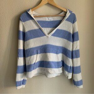 O’Neill Blue and White Stripe Knit Hoodie Size Small